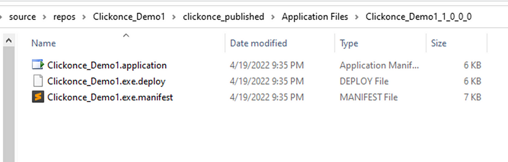 ClickOnce Deployment Manifest, Executable, and Application Manifest