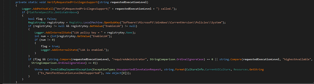 UAC Check in System.Deployment DLL