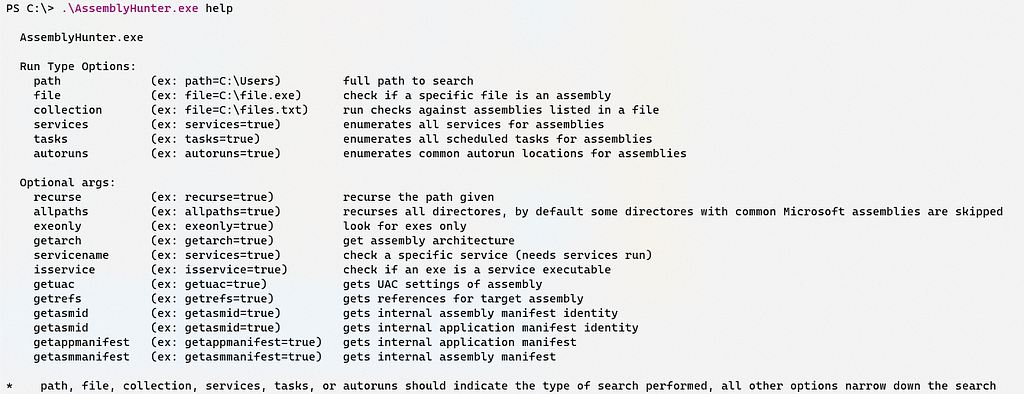 Usage for AssemblyHunter